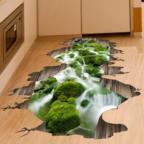 3D Stream Floor Wall Sticker Removable Mural Decals Vinyl Art Living Room Decor - TIKITAKA Accessories 