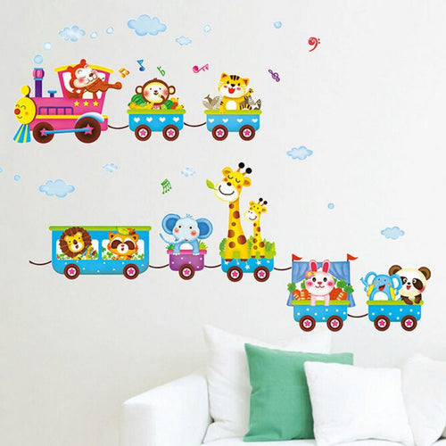 Super Deal Carton Animals train Removable Kids Baby Nuresery Vinyl Wall Stickers Art Decor wall stickers for kids rooms XT - TIKITAKA Accessories 