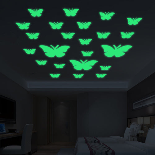 12PCs Luminous Butterflies Wall Sticker Glow in the Dark Art wall stickers home decor - TIKITAKA Accessories 