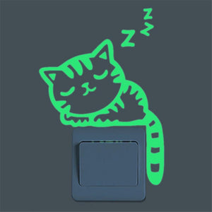 Cute Creative Cat Luminous Noctilucent Glow in the dark Switch Wall Sticker Home decoration - TIKITAKA Accessories 