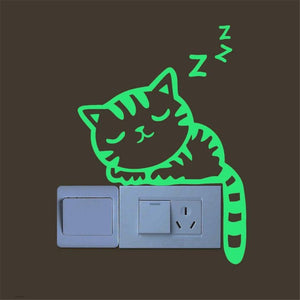 Cute Creative Cat Luminous Noctilucent Glow in the dark Switch Wall Sticker Home decoration - TIKITAKA Accessories 