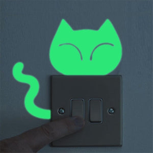 Cute Creative Cat Luminous Noctilucent Glow in the dark Switch Wall Sticker Home decoration - TIKITAKA Accessories 