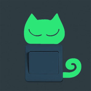 Cute Creative Cat Luminous Noctilucent Glow in the dark Switch Wall Sticker Home decoration - TIKITAKA Accessories 