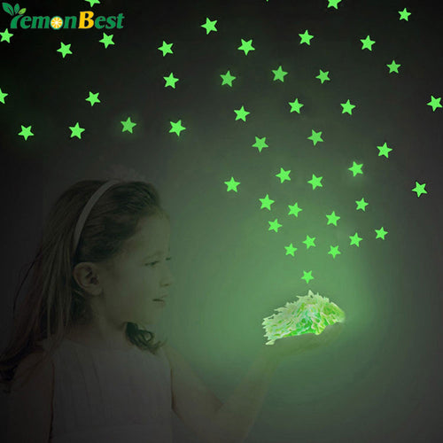 100PCS/Set Home Decor Wall Sticker Ceiling Glow In The Dark Luminous Stars Decal Wall Stickers For Baby Kids Bedroom Rooms Decor - TIKITAKA Accessories 